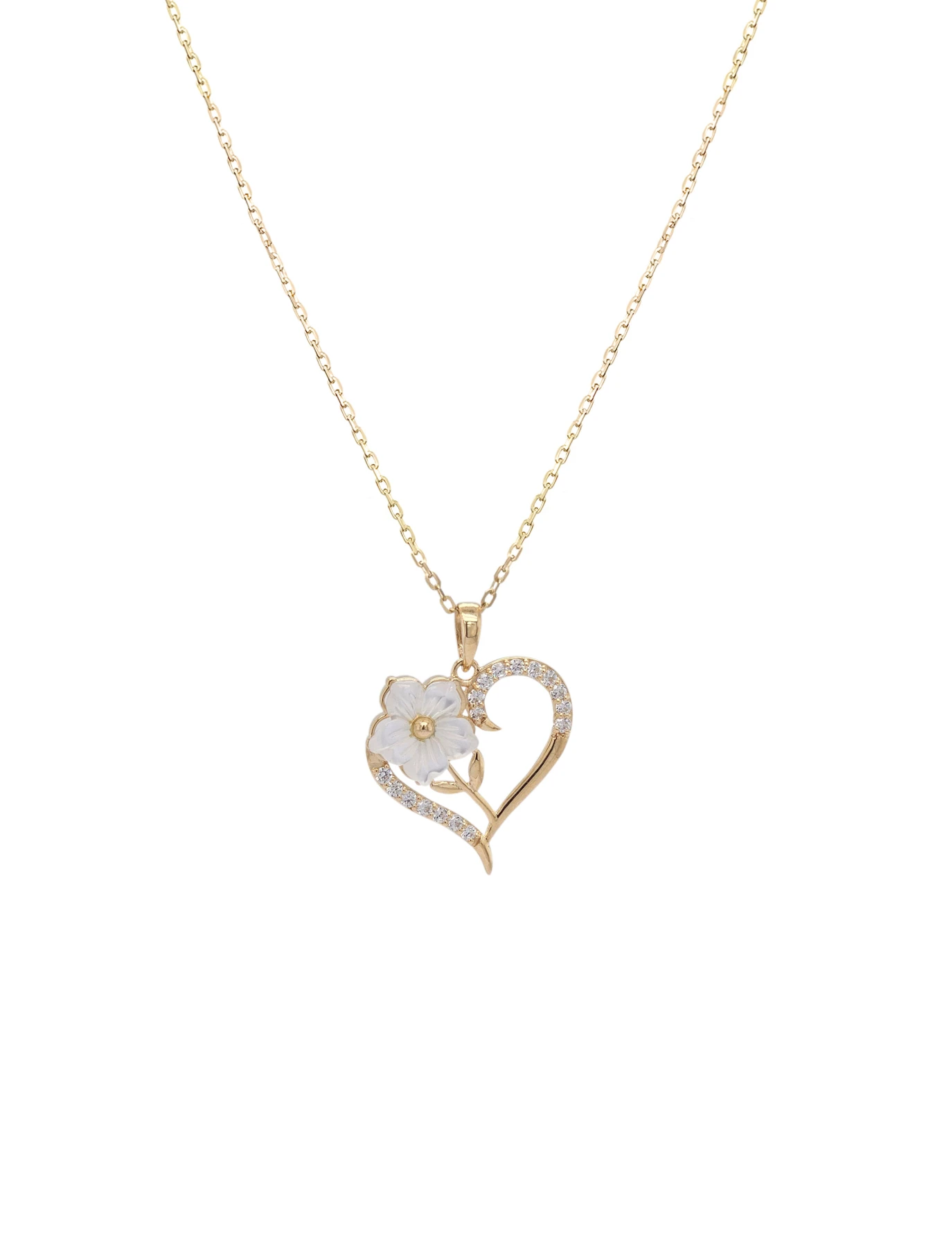 NATURA NECKLACE HEART WITH MOP Y/G