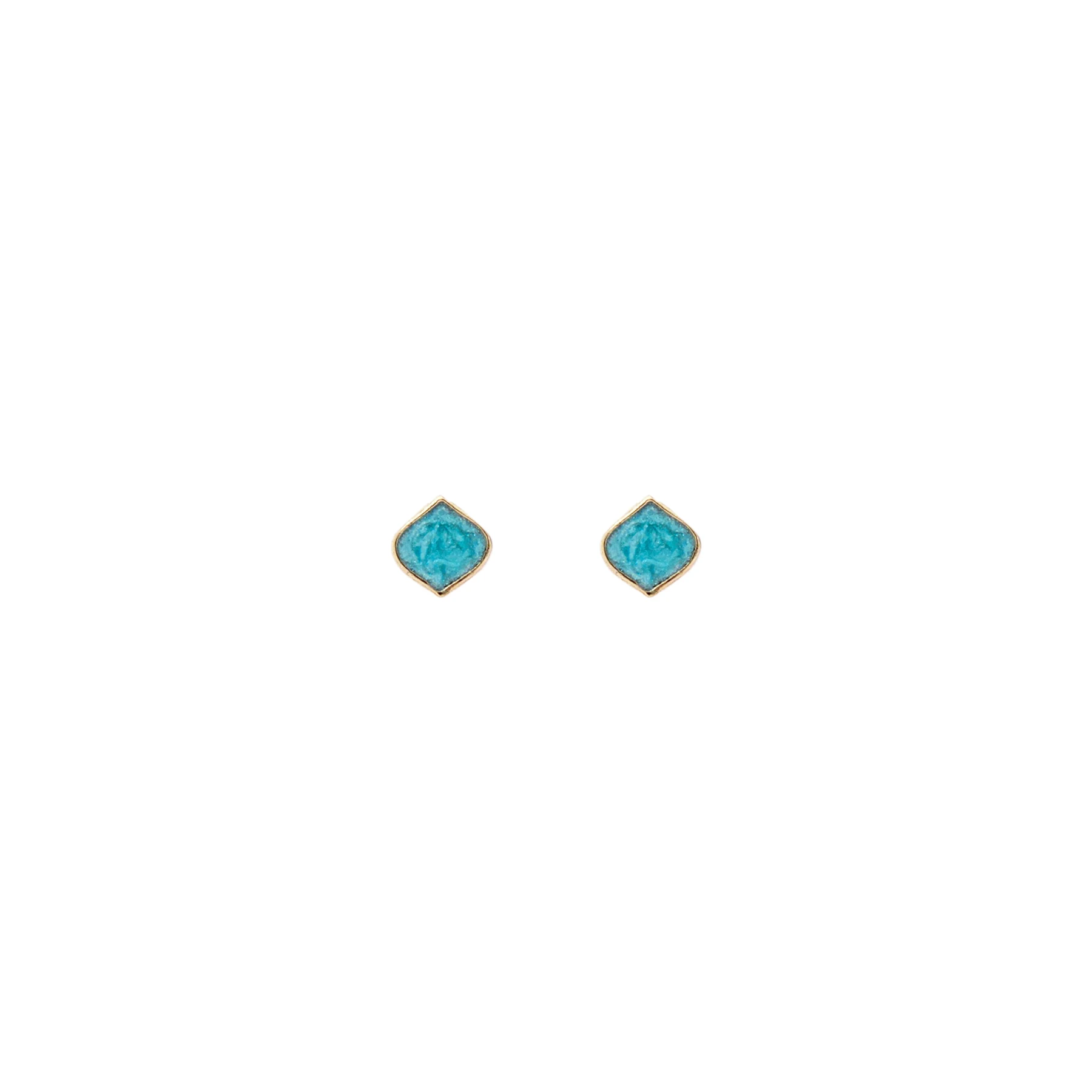 EARRINGS WITH DIAMOND SHAPED LIGHT BLUE ENAMEL