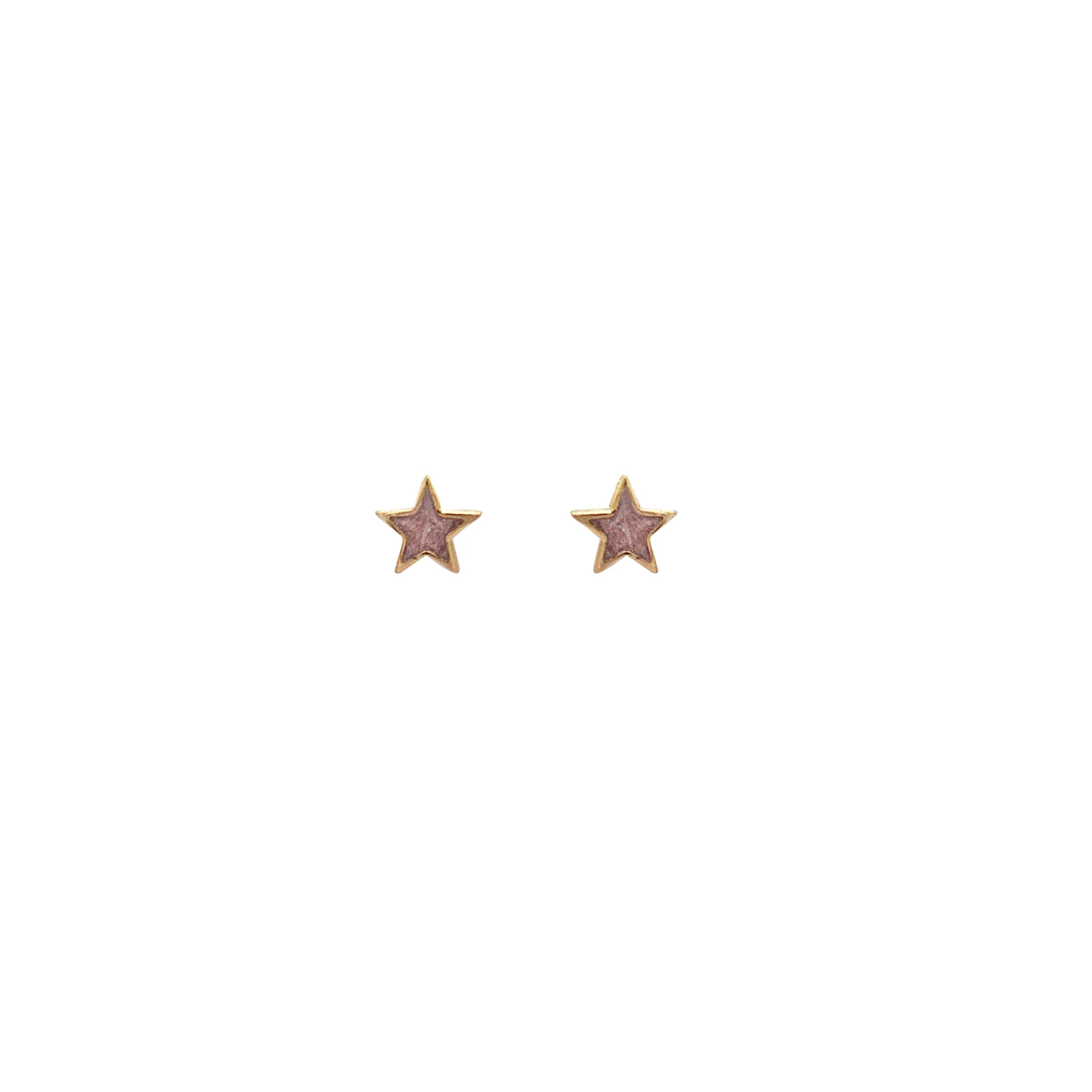 EARRINGS WITH STAR SHAPED METALIC PINK ENAMEL