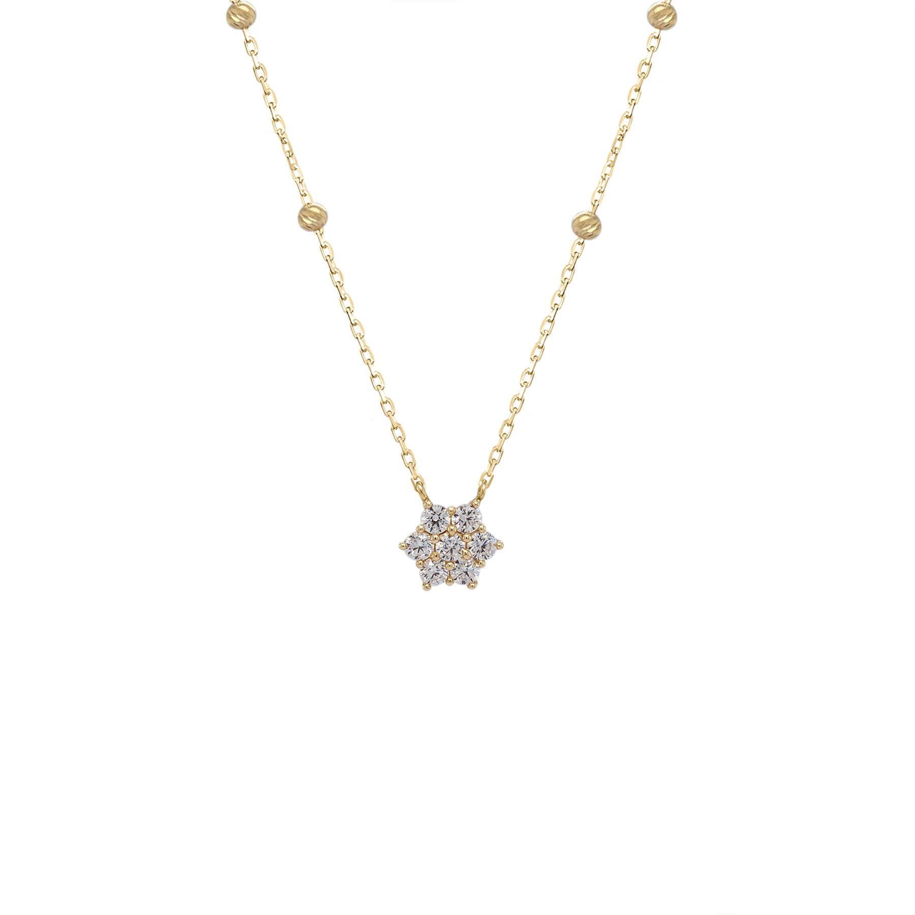 CLASSIC 7 STONE NECKLACE WHITE WITH BEADS