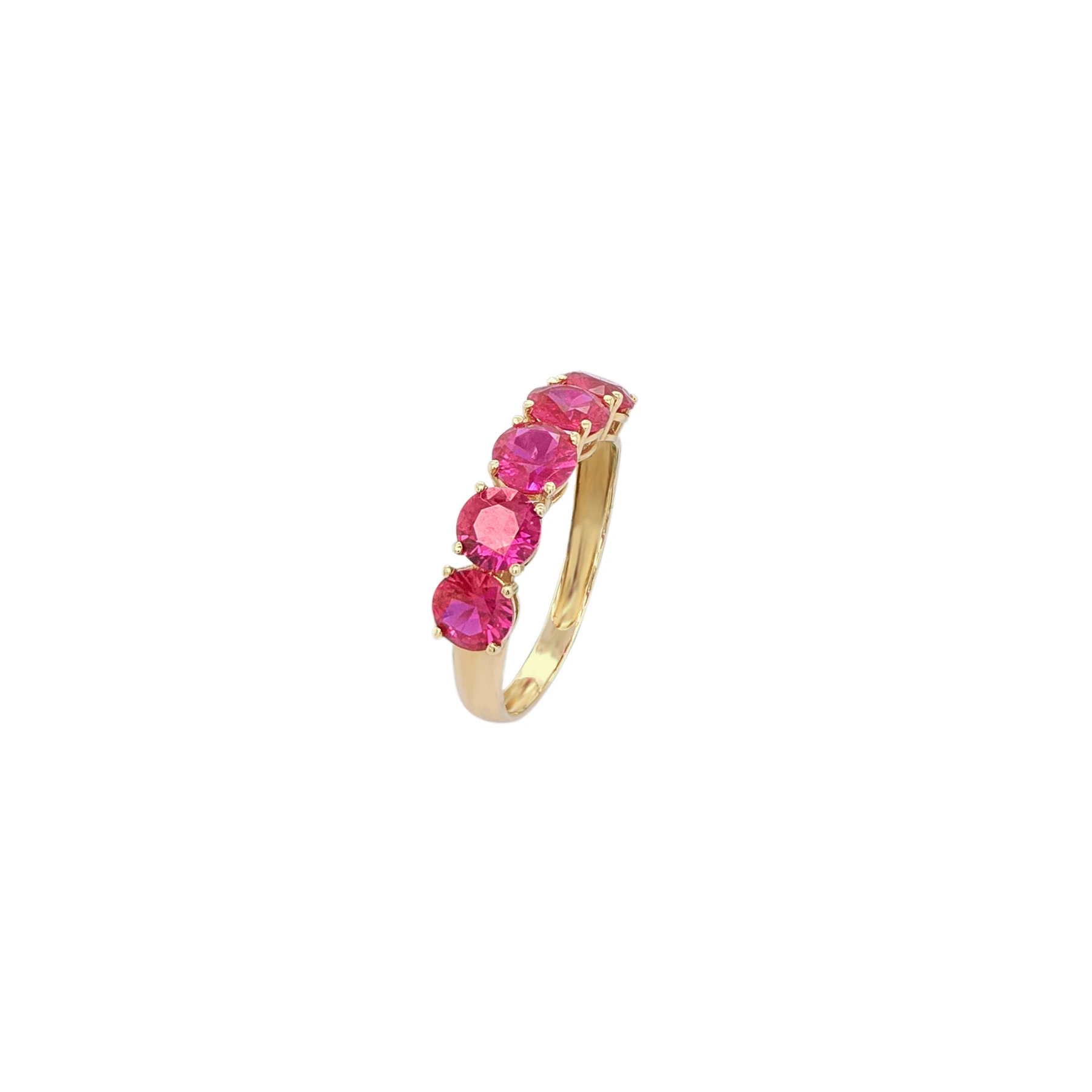 RING 5 STONE 5MM DARK PINK