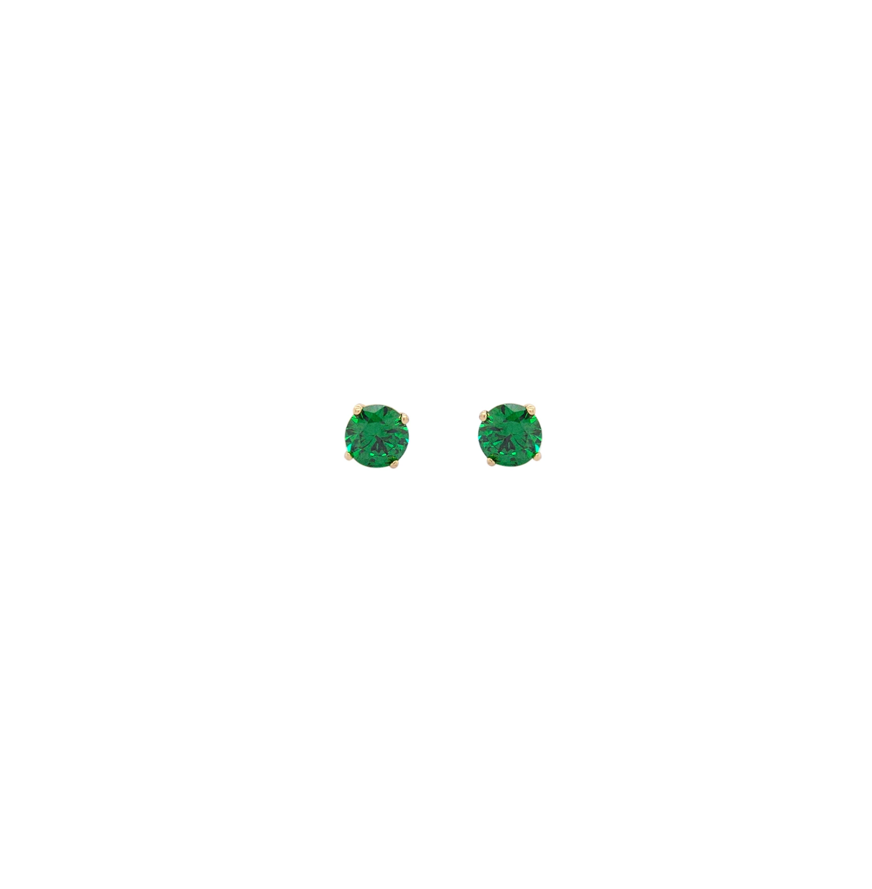 SOLITAIRE EARRINGS 6MM GREEN Y/G