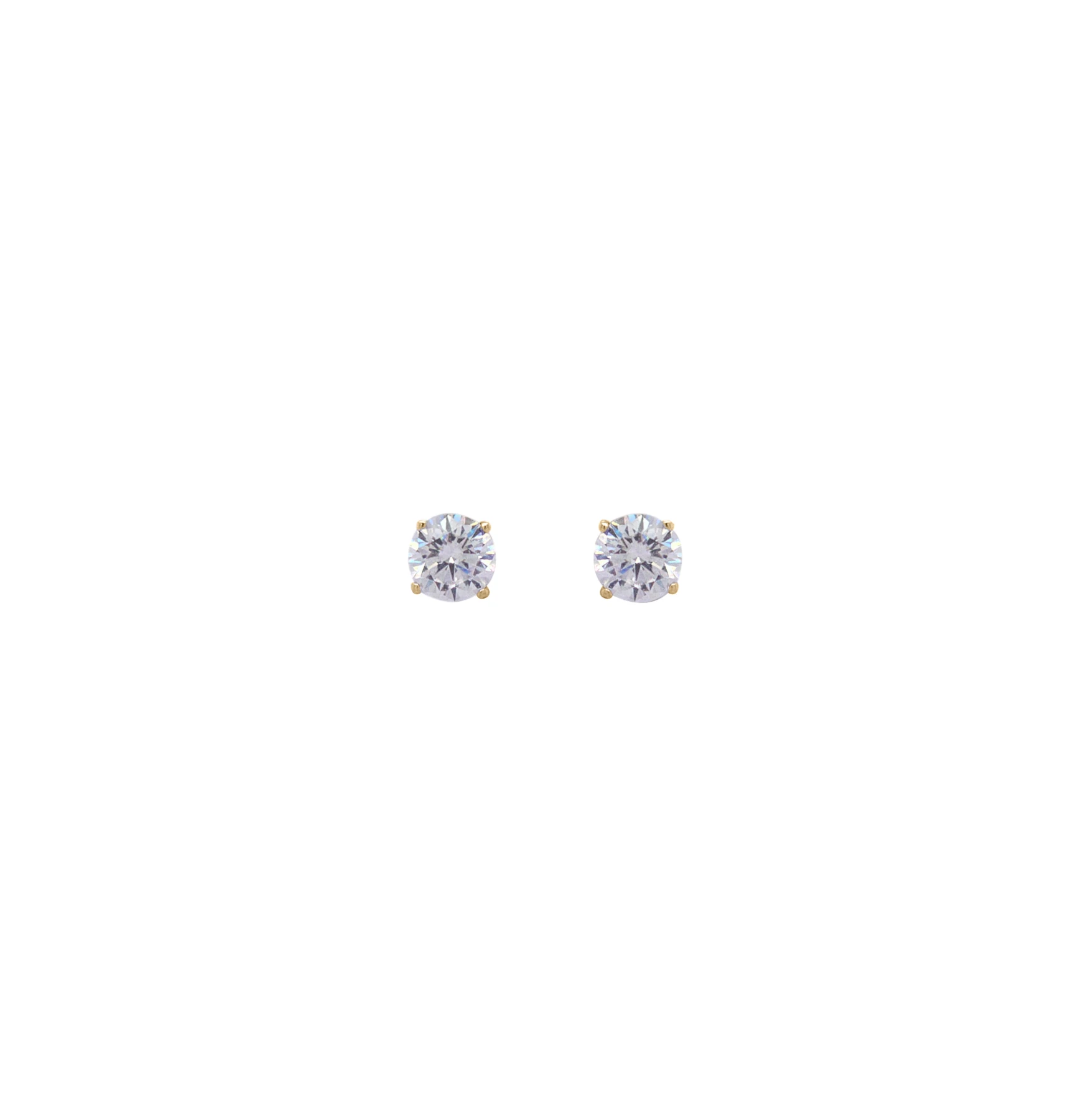 SOLITAIRE EARRINGS 6MM WHITE Y/G