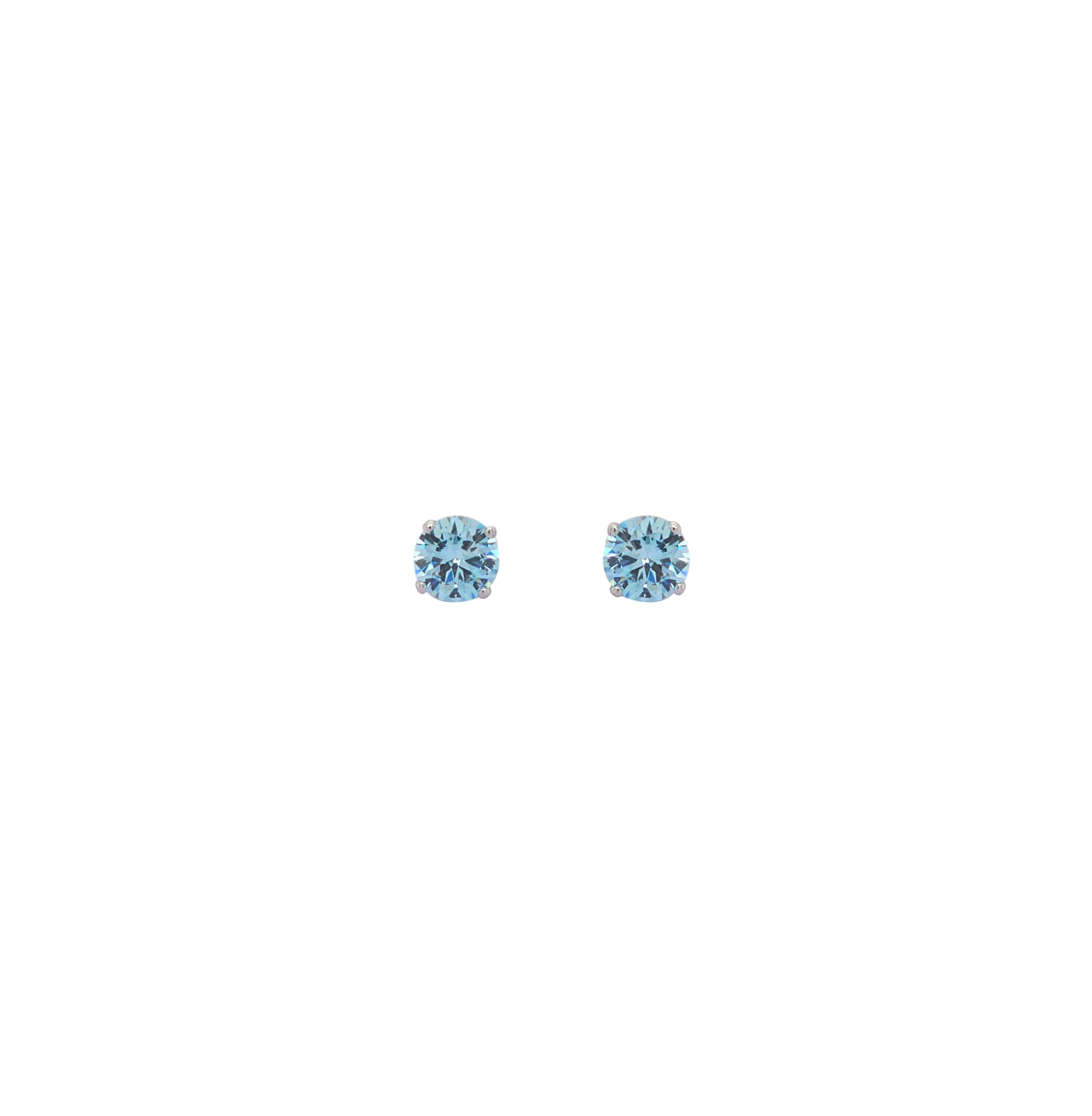 SOLITAIRE EARRINGS 6MM LIGHT BLUE W/G