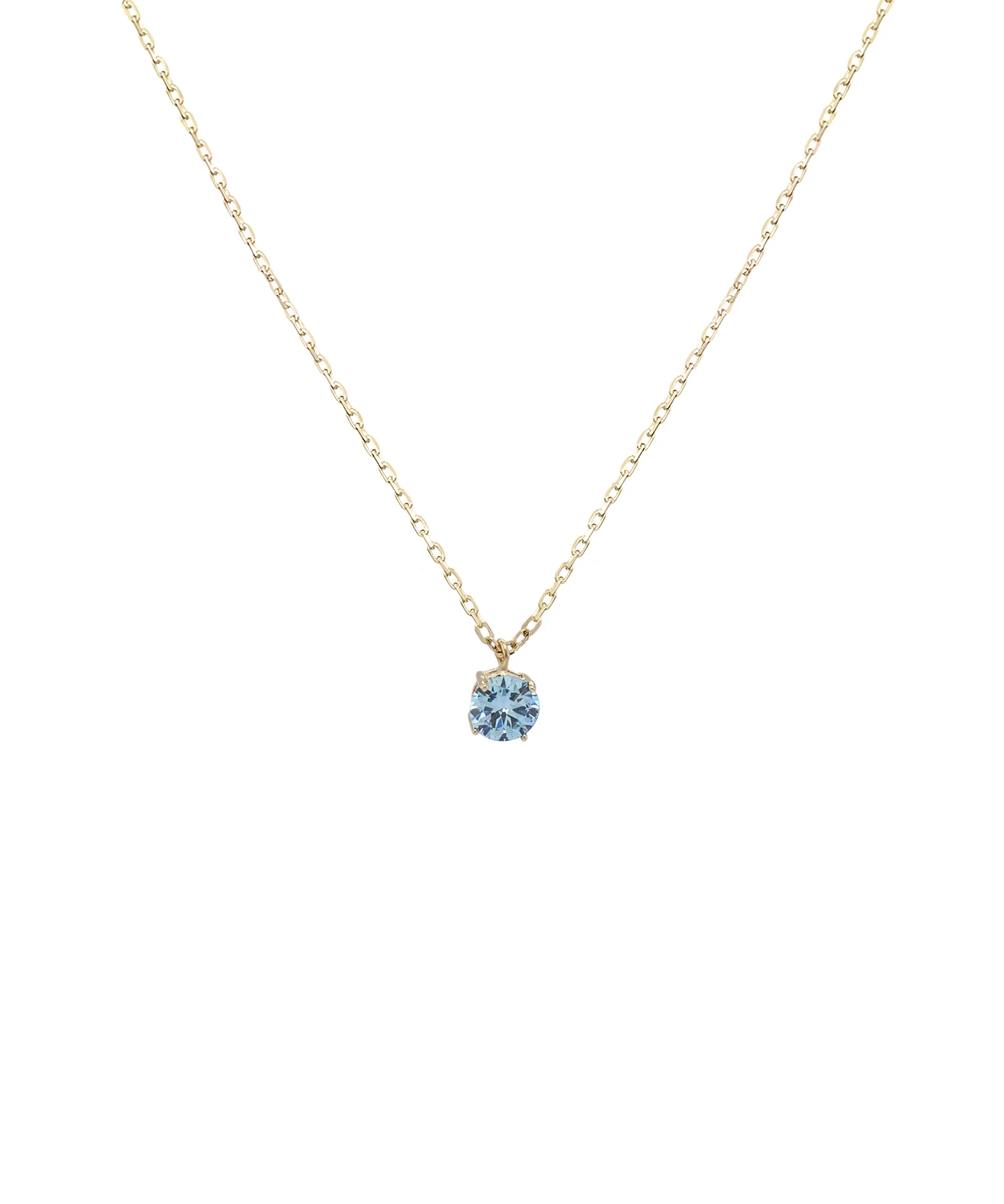 SOLITAIRE NECKLACE 6MM LIGHT BLUE W/G