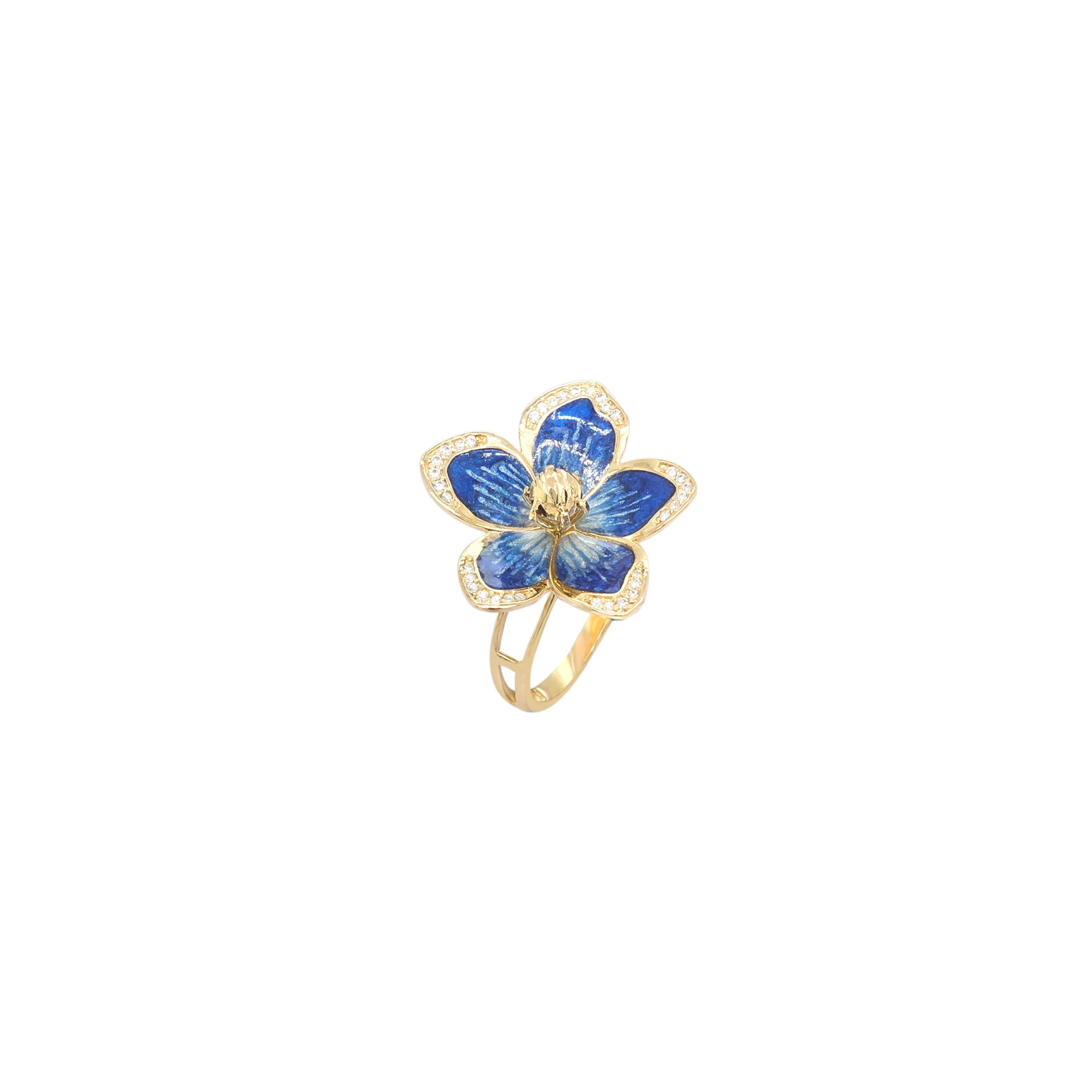 NATURA NAVY BLUE ENAMEL FLOWER RING
