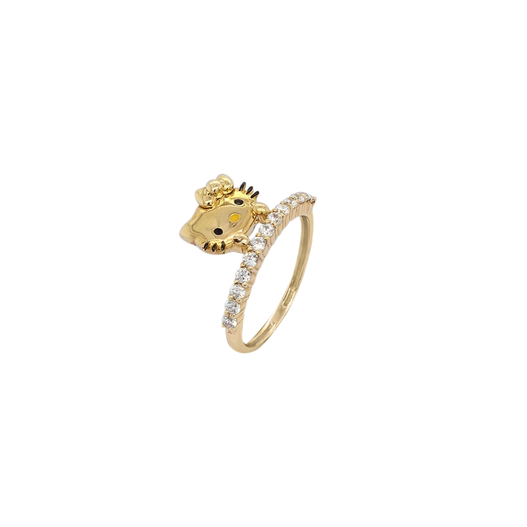 HELLO KITTY RING FACE ON A LINED CZ STONES