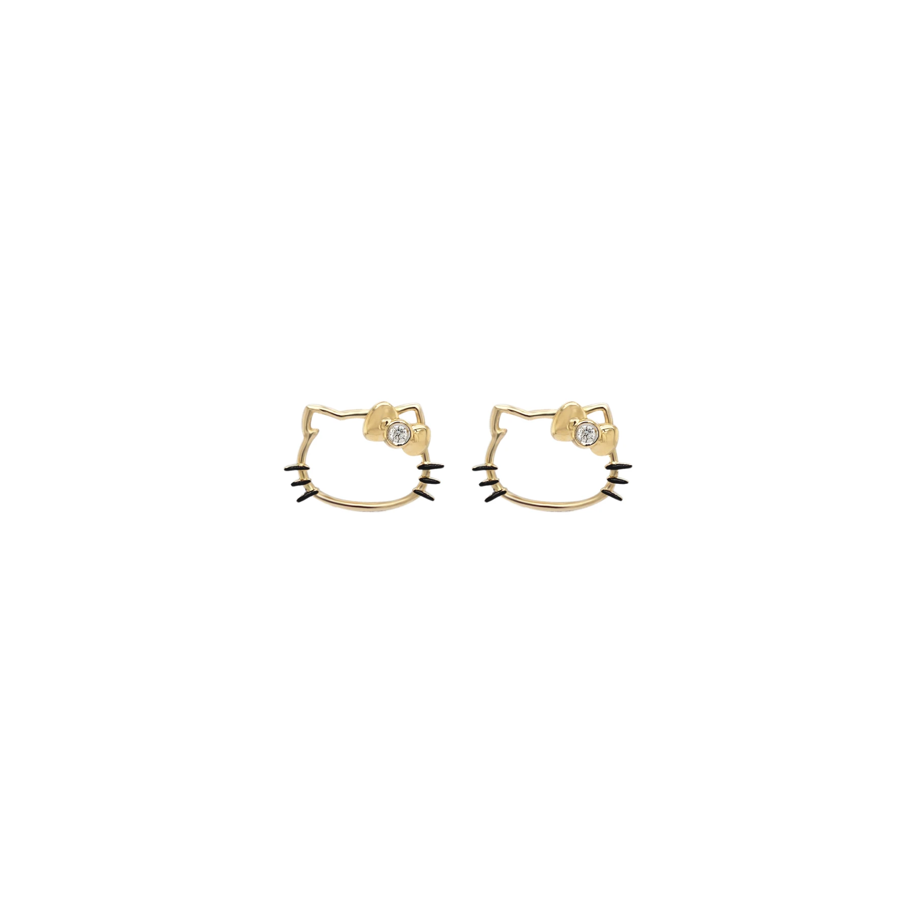 HELLO KITTY OPENFACE SINGLE STONE EARRINGS 14*10MM