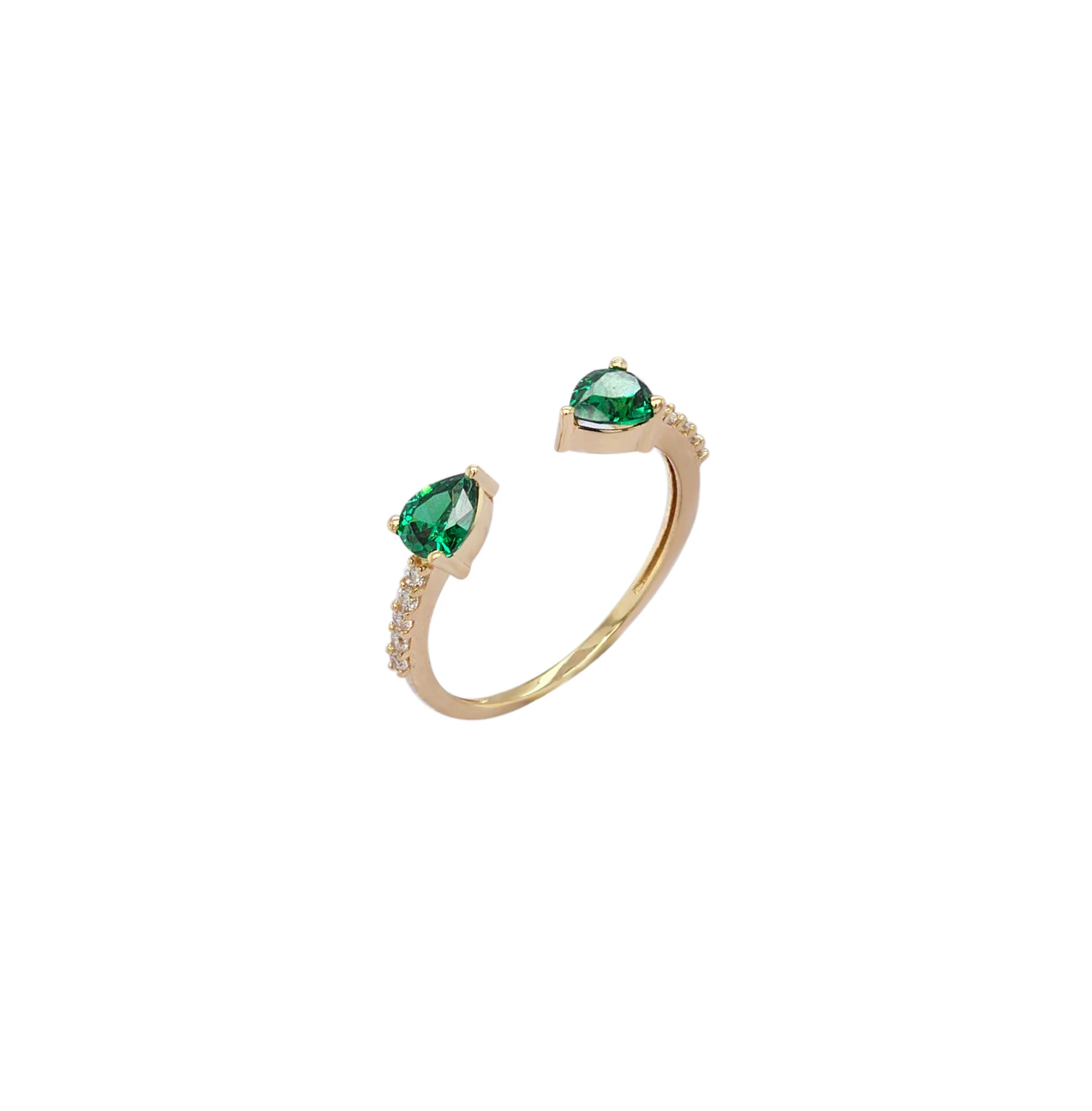 NATURA RING WITH 2 GREEN PEAR CUT CZ