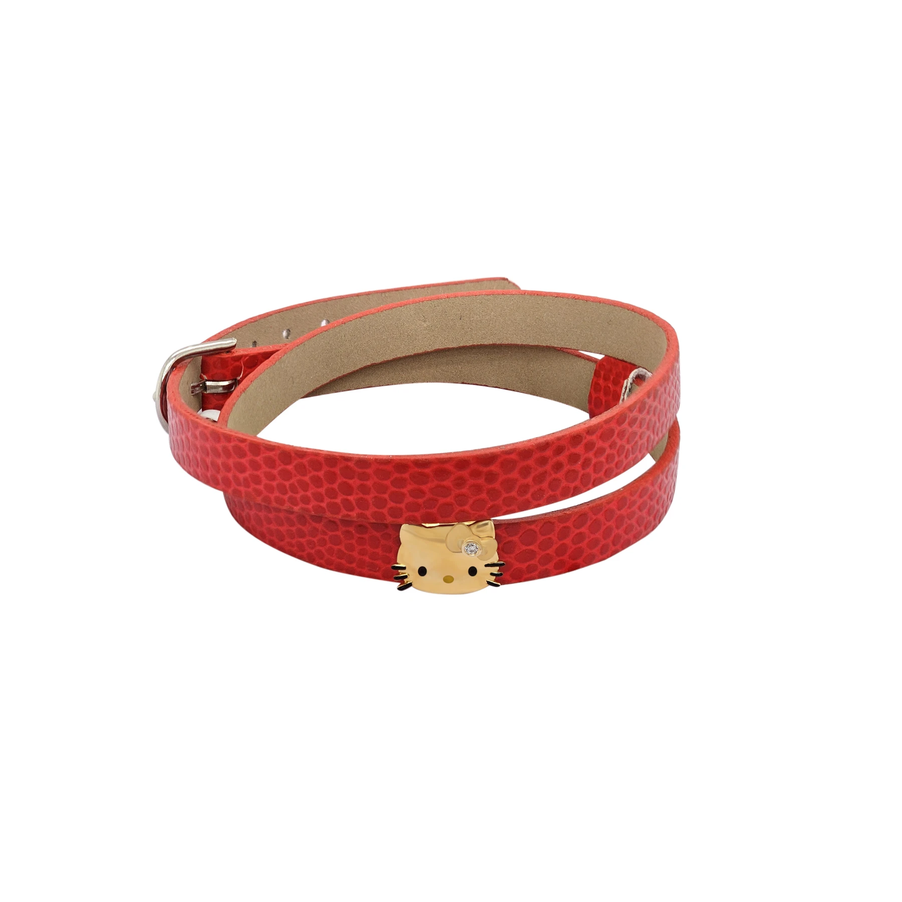HELLO KITTY NECKLACE / BRACELET WITH RED LEATHER