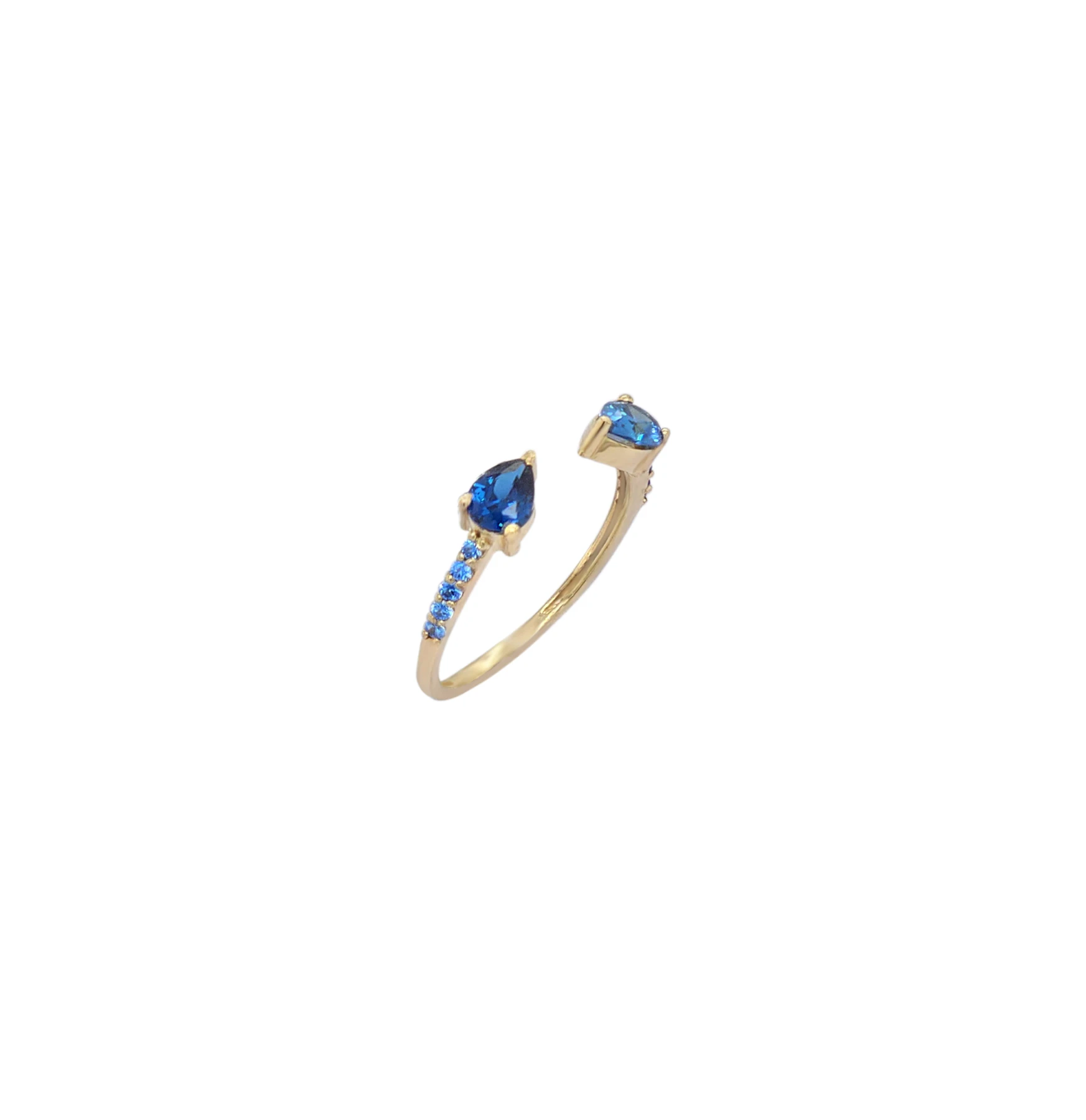 NATURA RING WITH 2 BLUE PEAR CUT CZ