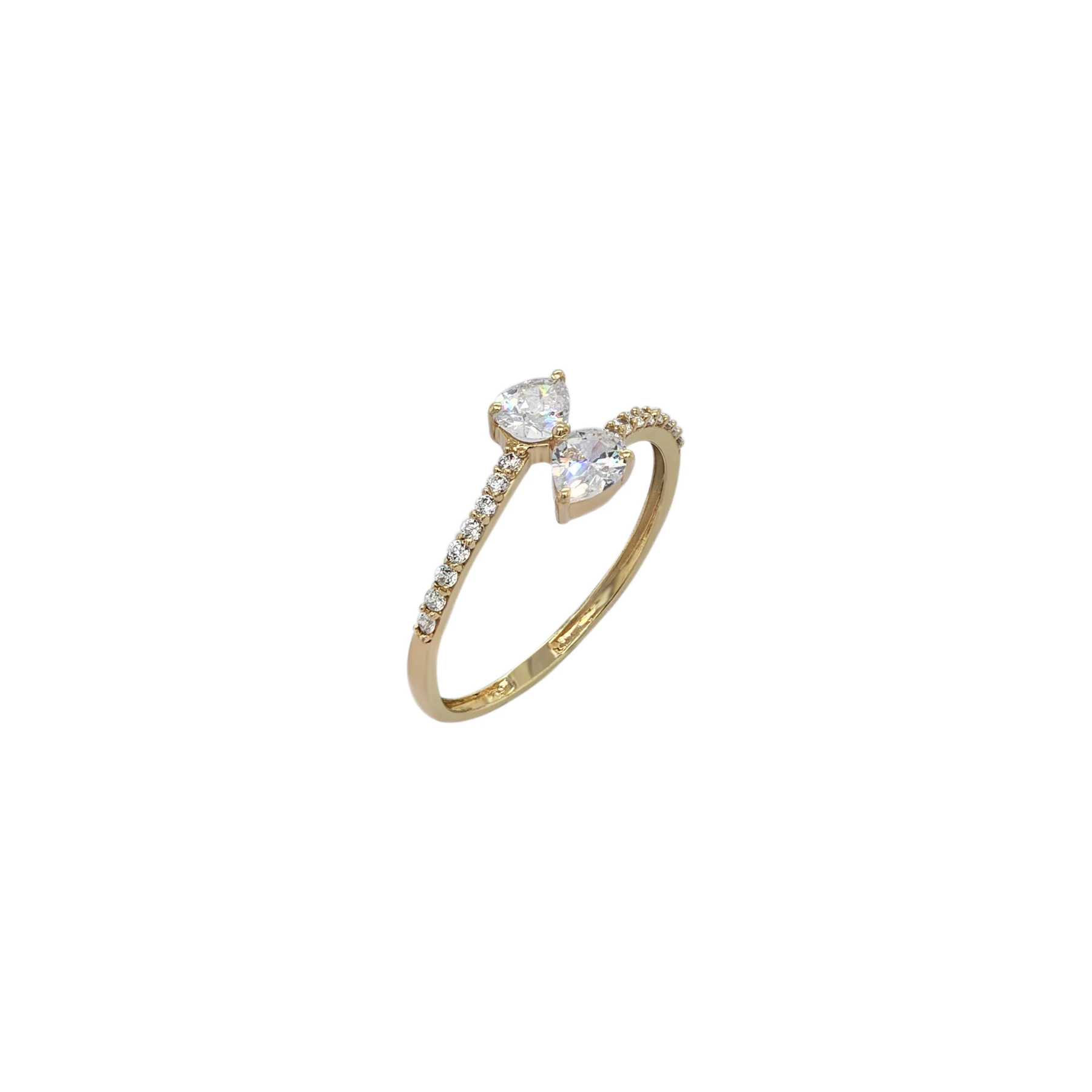 NATURA BYPASS RING WITH WHITE ZIRCONIA STONES