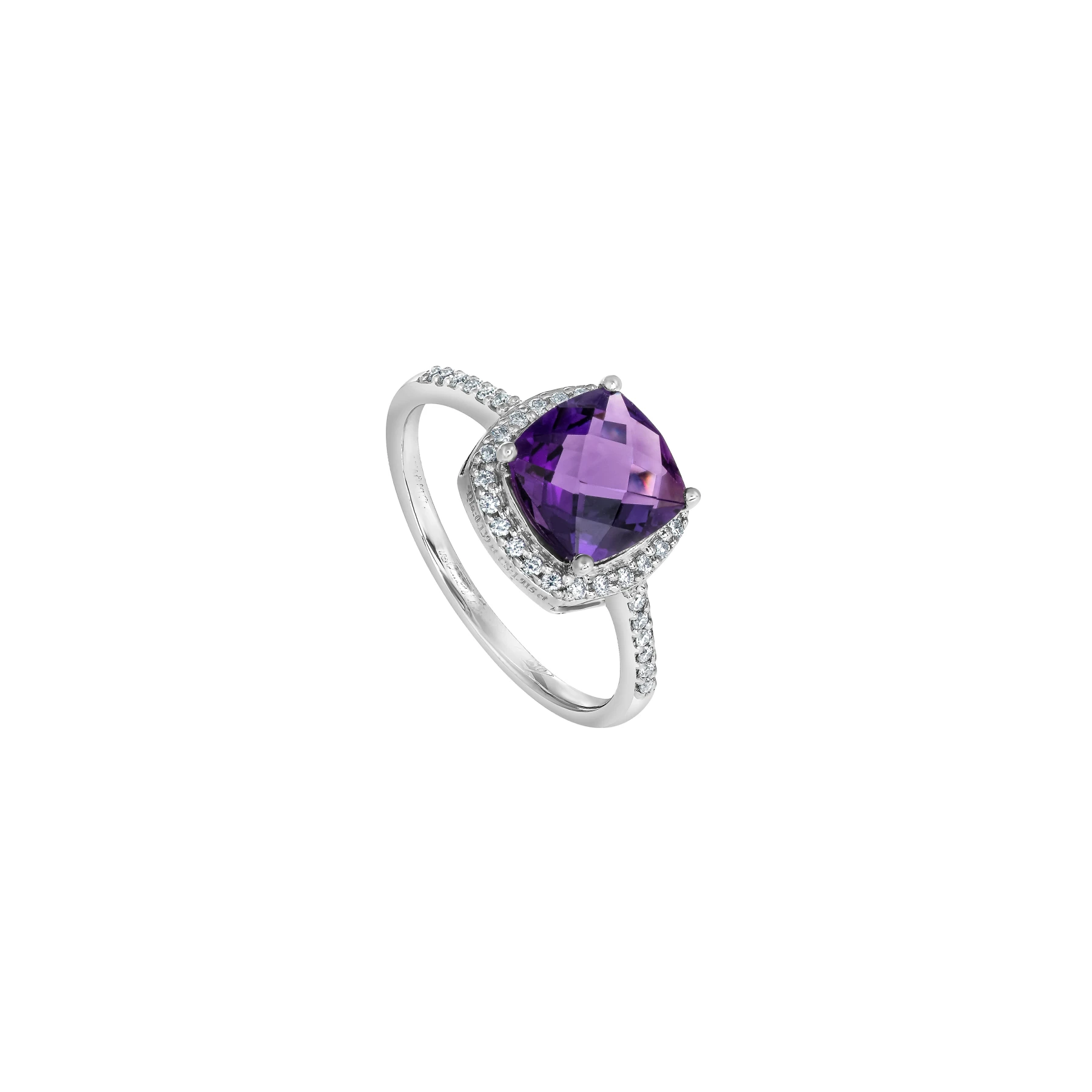 DIAMOND RING WITH CUSHION-CUT AMETHYST