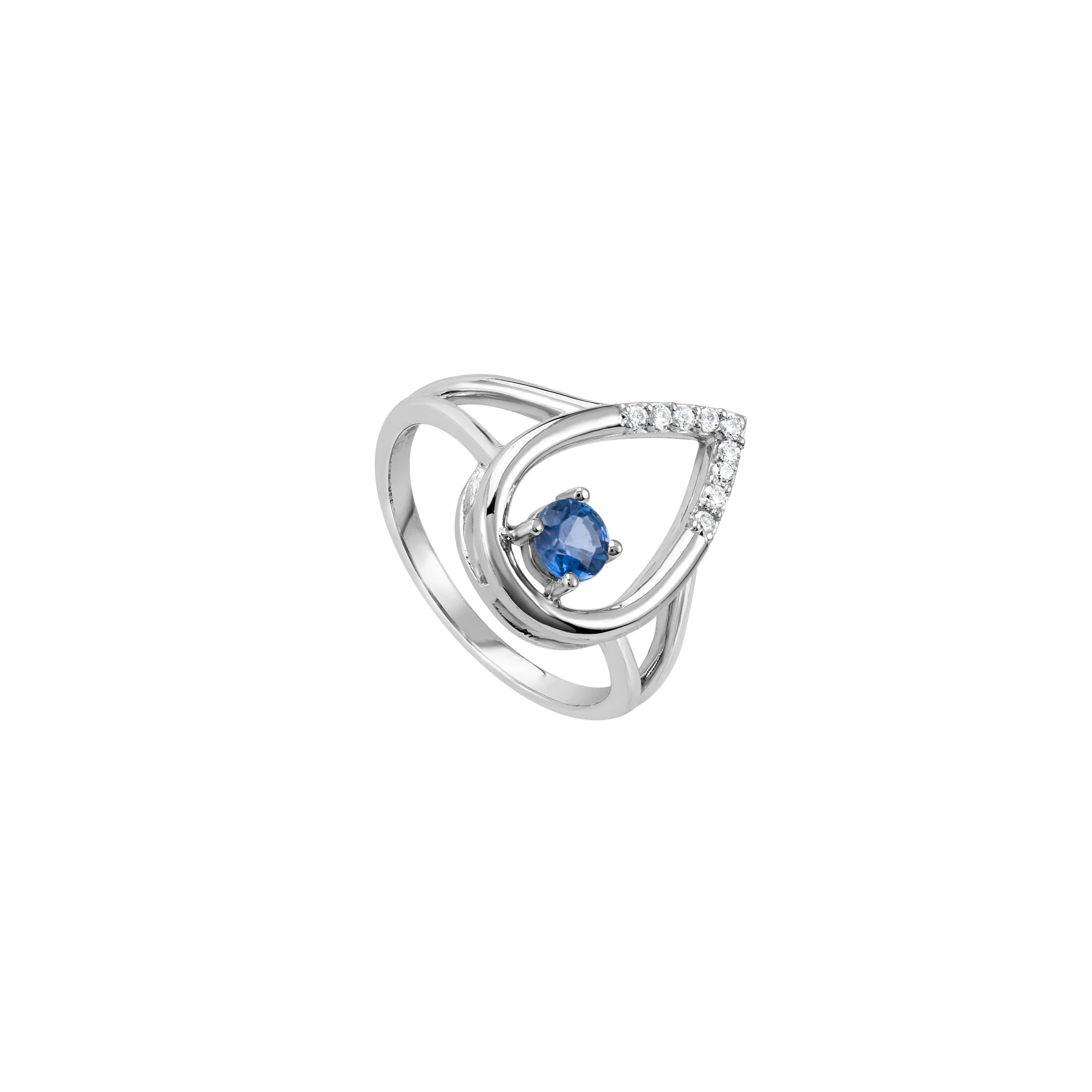 DIAMOND RING PEAR SHAPED WITH BLUE SAPHIRE