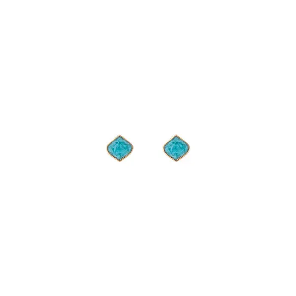 EARRINGS WITH DIAMOND SHAPED LIGHT BLUE ENAMEL