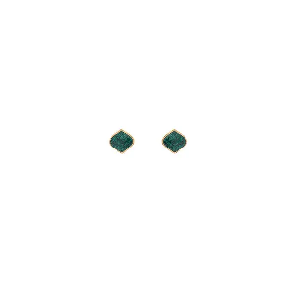 EARRINGS WITH DIAMOND SHAPED METALIC GREEN ENAMEL
