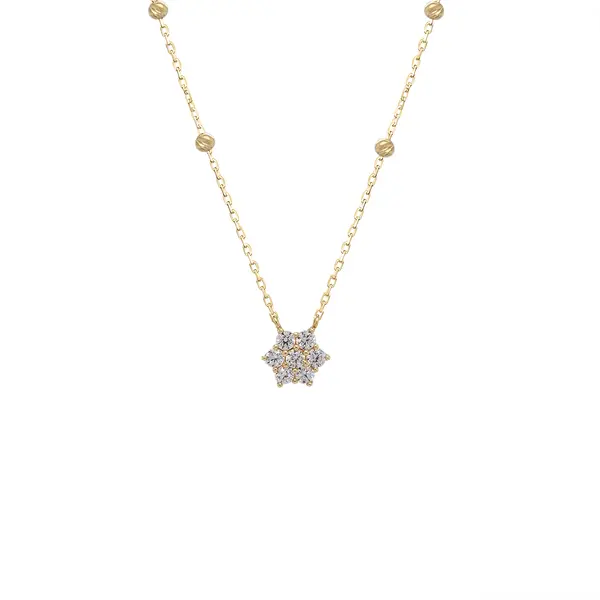 CLASSIC 7 STONE NECKLACE WHITE WITH BEADS
