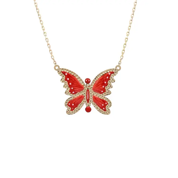 BUTTERFLY NECKLACE RED