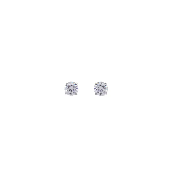 SOLITAIRE EARRINGS 6MM WHITE W/G