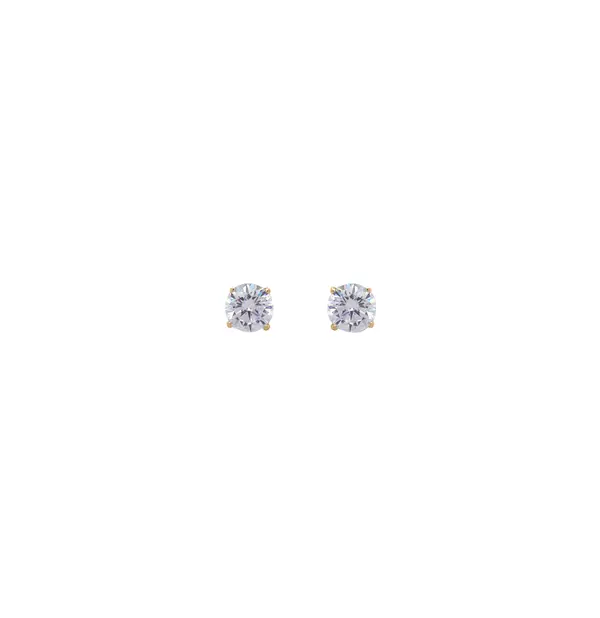 SOLITAIRE EARRINGS 6MM WHITE Y/G