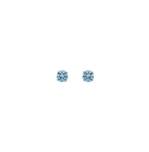 SOLITAIRE EARRINGS 6MM LIGHT BLUE W/G