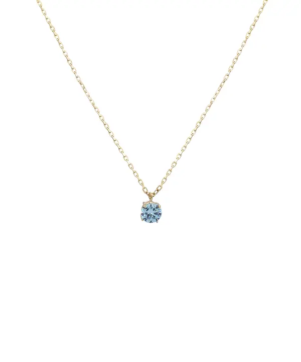 SOLITAIRE NECKLACE 6MM LIGHT BLUE W/G