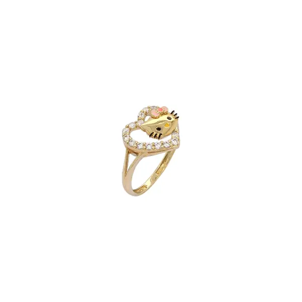 HELLO KITTY FACE ON LOVE WITH PINK ENAMEL AND CZ STONES