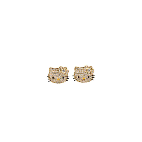 HELLO KITTY EARRINGS WITH CUBIC ZIRCONIA FACE