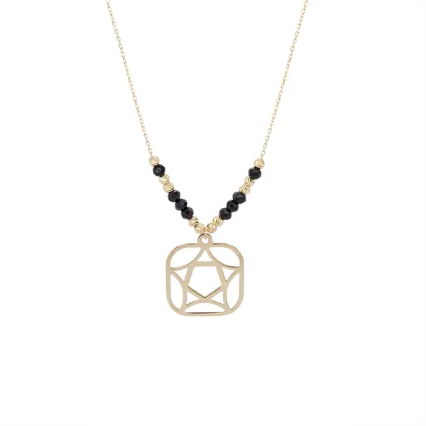 NATURA NECKLACE WITH 8 BLACK CRYSTAL AND MODERN STAR PENDANT