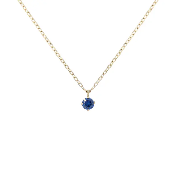 SOLITAIRE NECKLACE 4MM BLUE Y/G