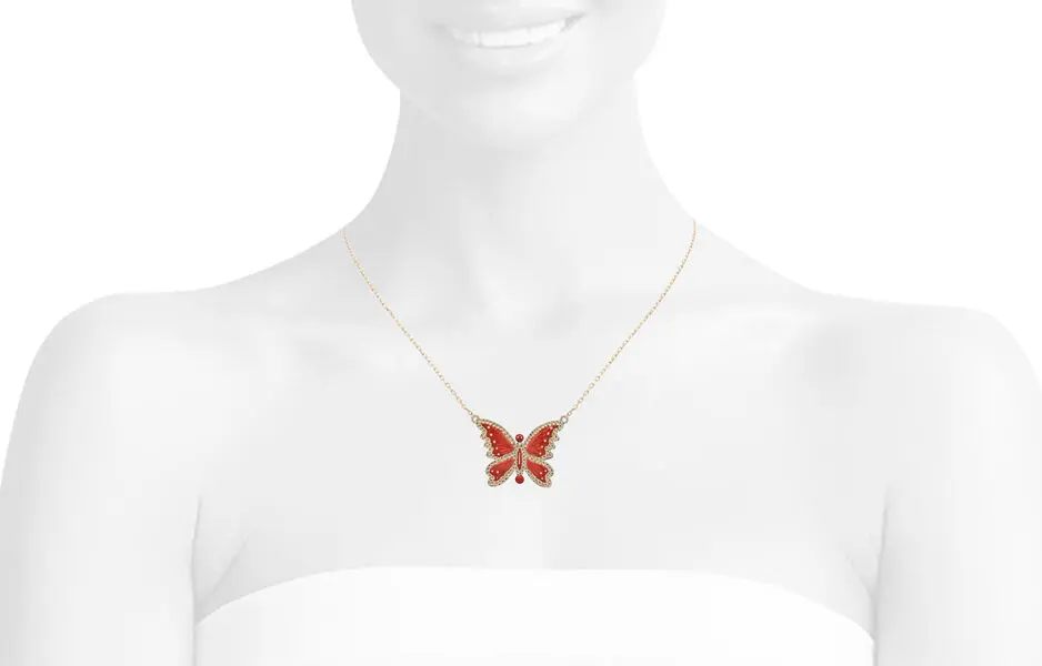 BUTTERFLY NECKLACE RED