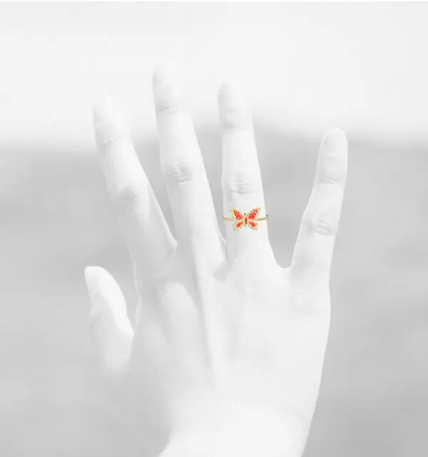 BUTTERFLY RING RED