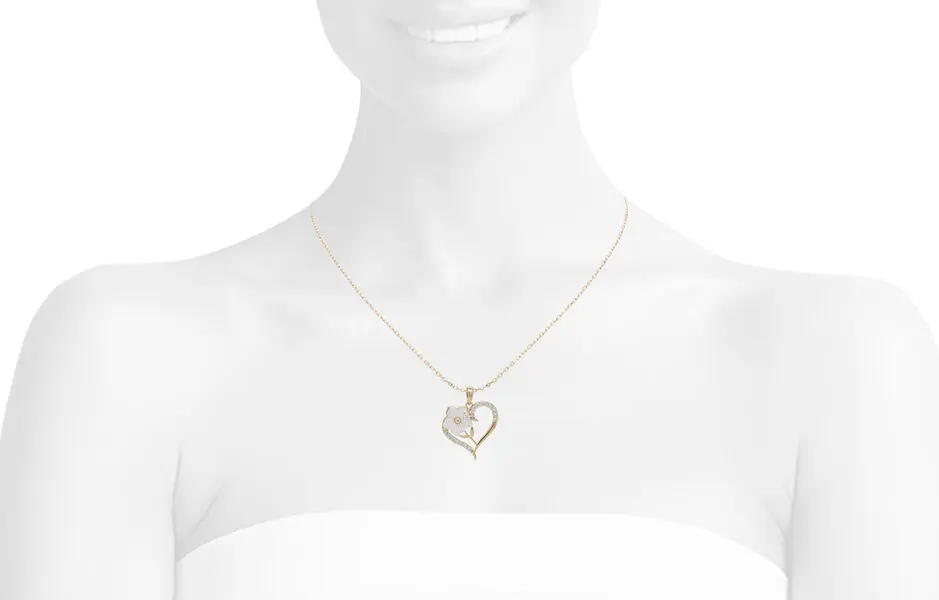 NATURA NECKLACE HEART WITH MOP Y/G