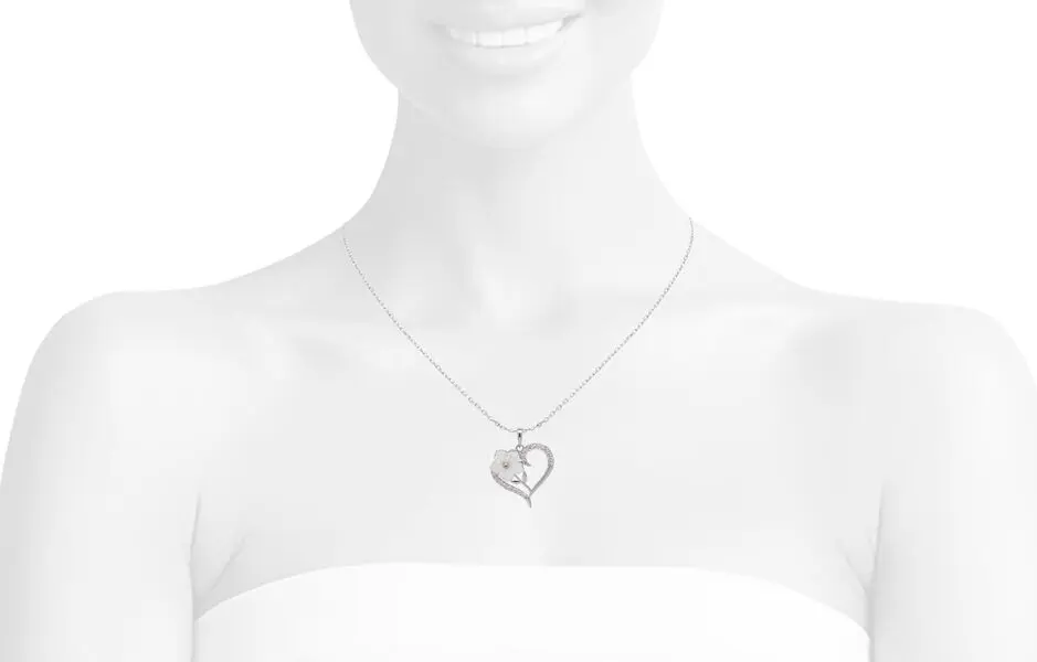 NATURA NECKLACE HEART WITH MOP W/G