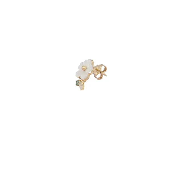 NATURA EARRINGS FLOWER WITH LEAF GREEN