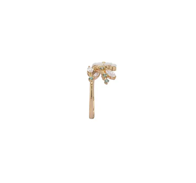 NATURA RING FLOWER WITH LEAF GREEN