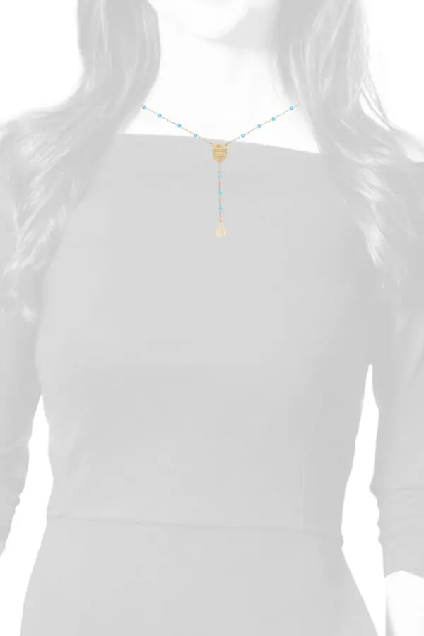 ISLAMIC ROSARY 13 CRYSTAL CUT TURQUOISE BEADS