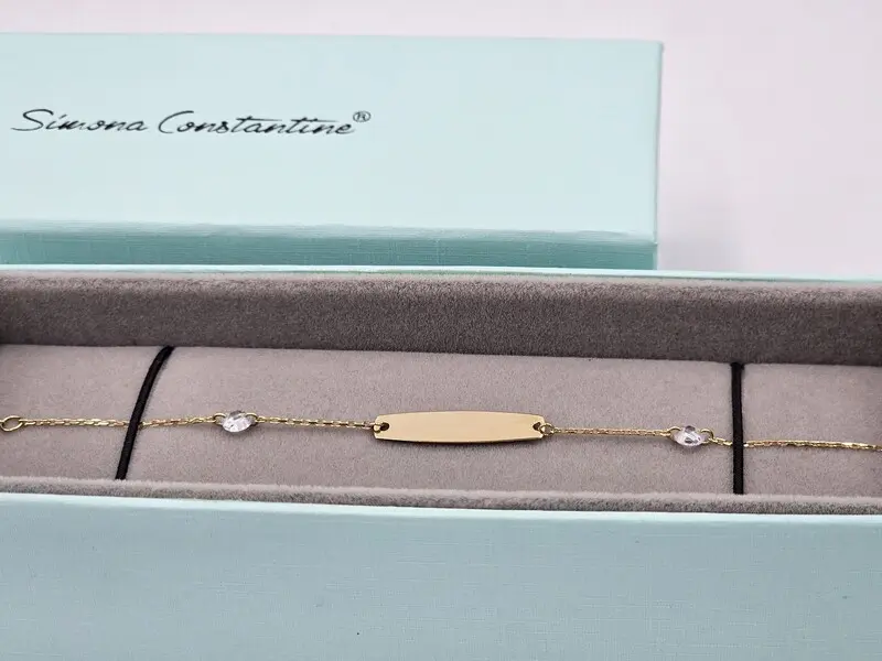 BABY BRACELET ID WITH TWO FACE CZ WHITE