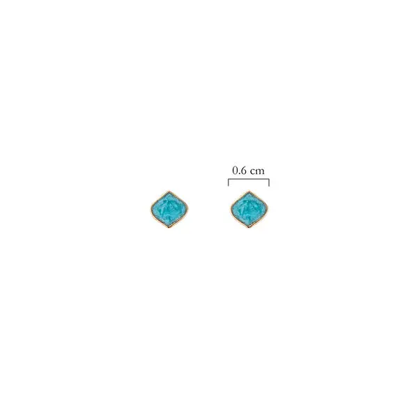 EARRINGS WITH DIAMOND SHAPED LIGHT BLUE ENAMEL