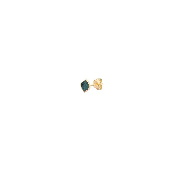 EARRINGS WITH DIAMOND SHAPED METALIC GREEN ENAMEL
