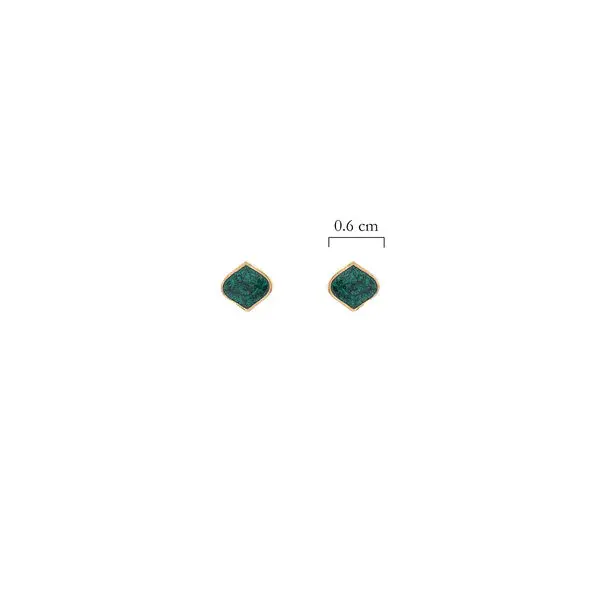 EARRINGS WITH DIAMOND SHAPED METALIC GREEN ENAMEL
