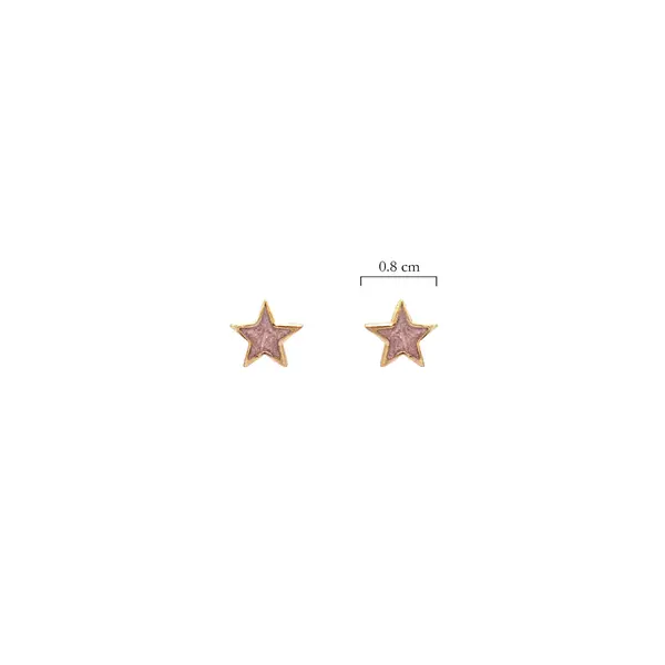 EARRINGS WITH STAR SHAPED METALIC PINK ENAMEL