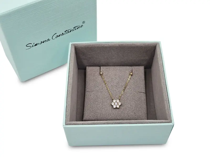 CLASSIC 7 STONE NECKLACE WHITE WITH BEADS