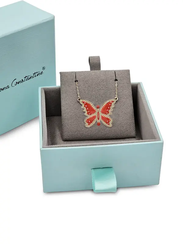 BUTTERFLY NECKLACE RED