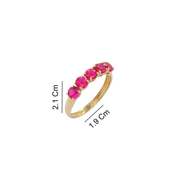 RING 5 STONE 4MM RED