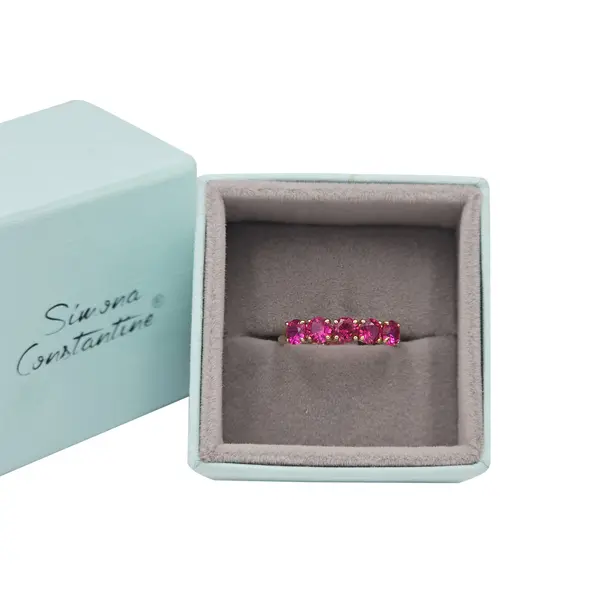 RING 5 STONE 4MM RED
