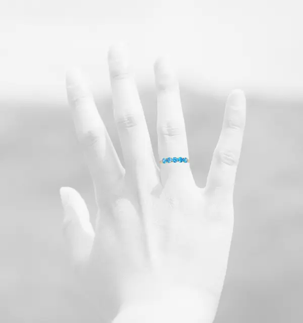 RING 5 STONE 4MM BLUE