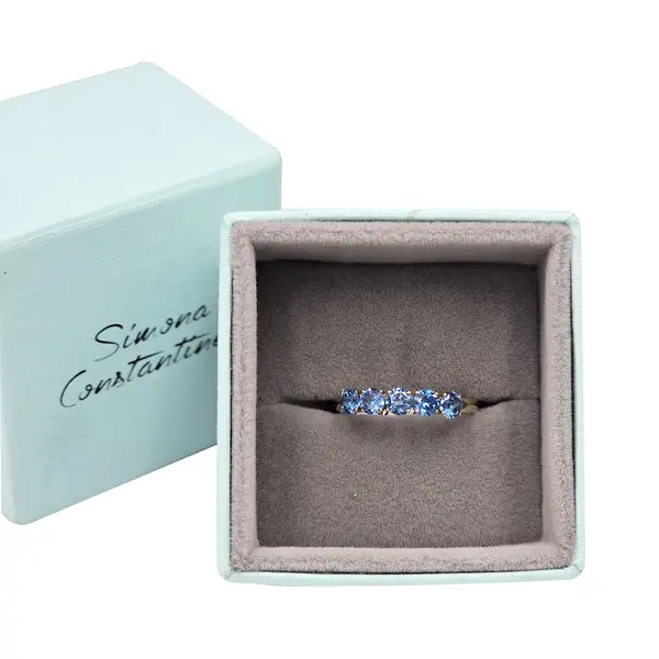 RING 5 STONE 4MM BLUE