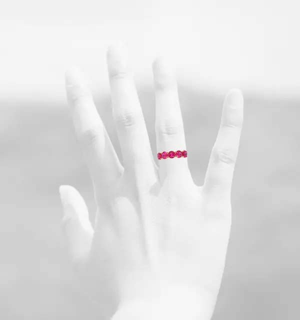 RING 5 STONE 5MM DARK PINK