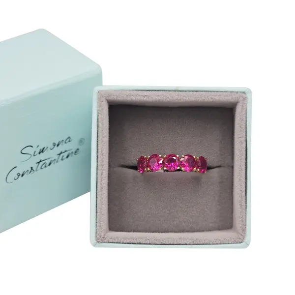 RING 5 STONE 5MM DARK PINK